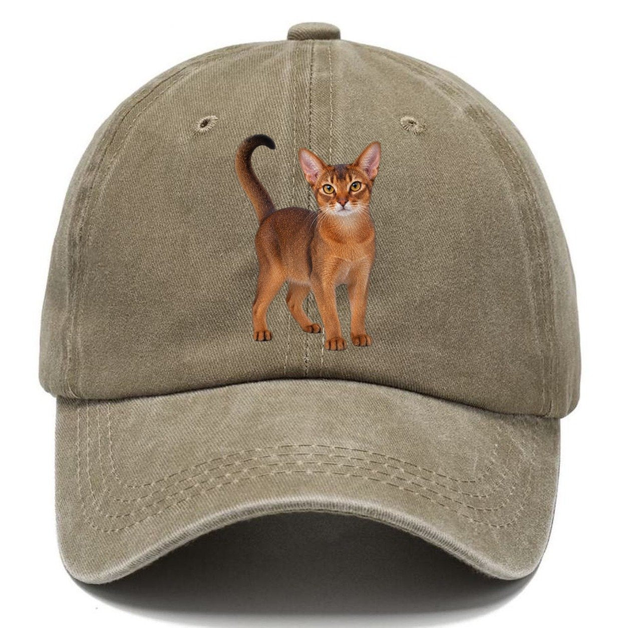 Abyssinian Standing Three Quarter Realistic Cat Portrait Classic Cap – Warm Sand