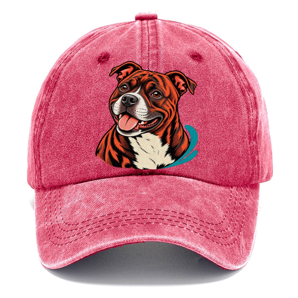 Happy Pitbull Pop Art Portrait Classic Cap – Pomegranate Blush