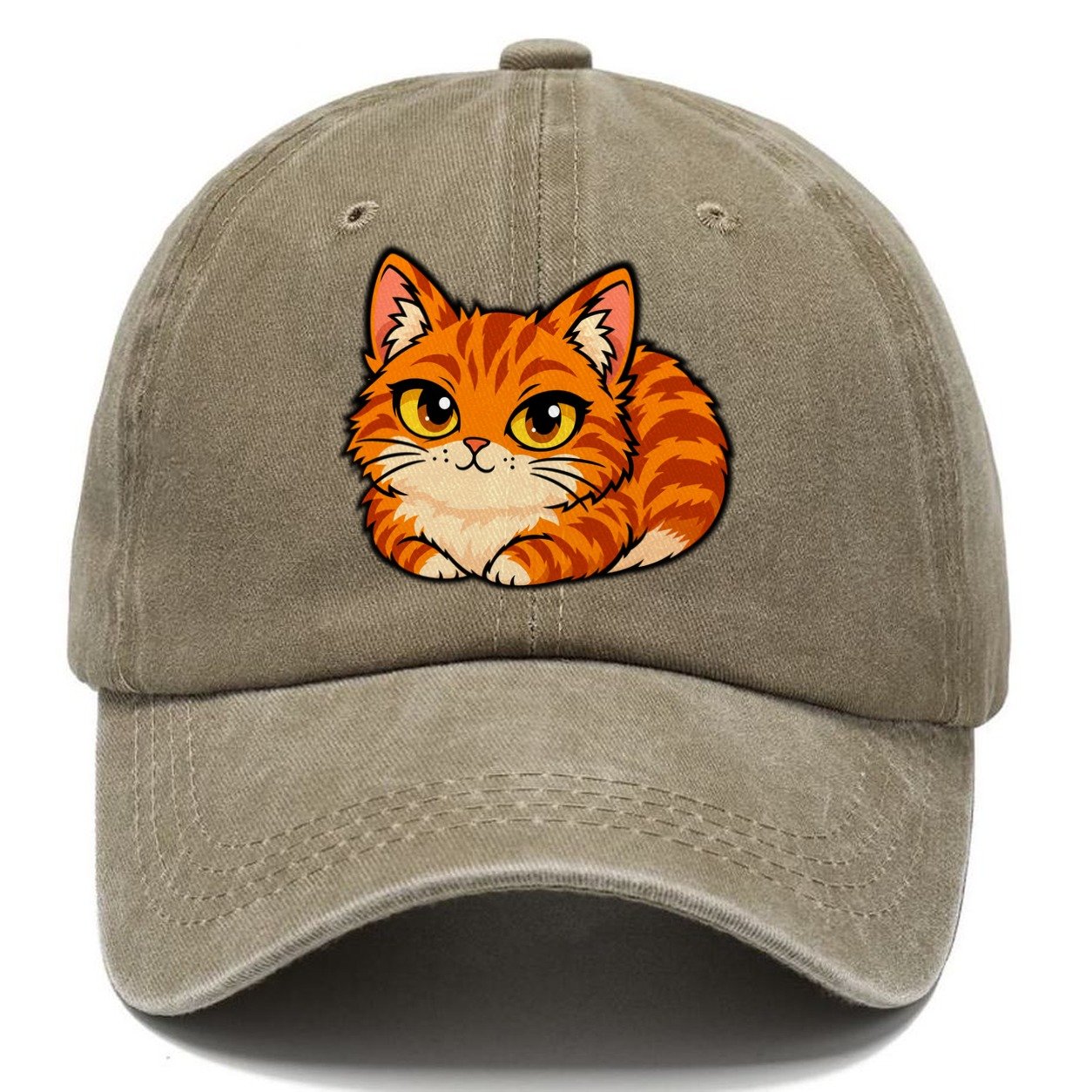 Orange Tabby Loafing Peeking Cats Classic Cap – Warm Sand