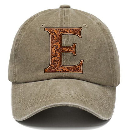 Tooled Leather E Monogram Classic Cap – Warm Sand