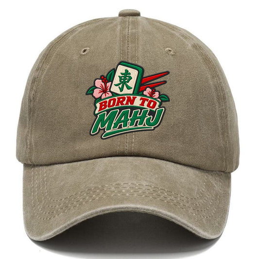 Born To Mahj Mahjong Game Night Classic Cap – Warm Sand