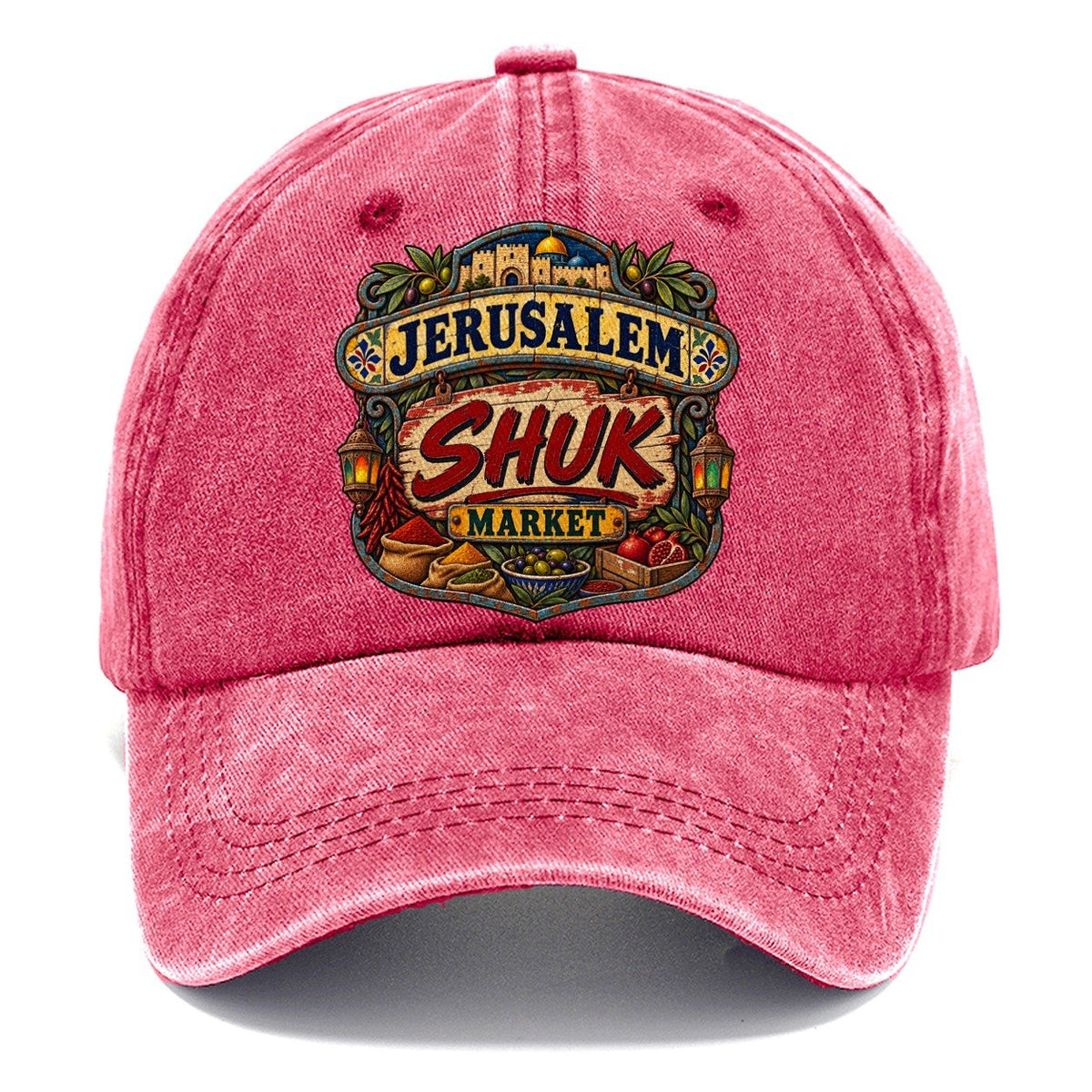 Shuk Market Sign Jerusalem Classic Cap – Pomegranate Blush