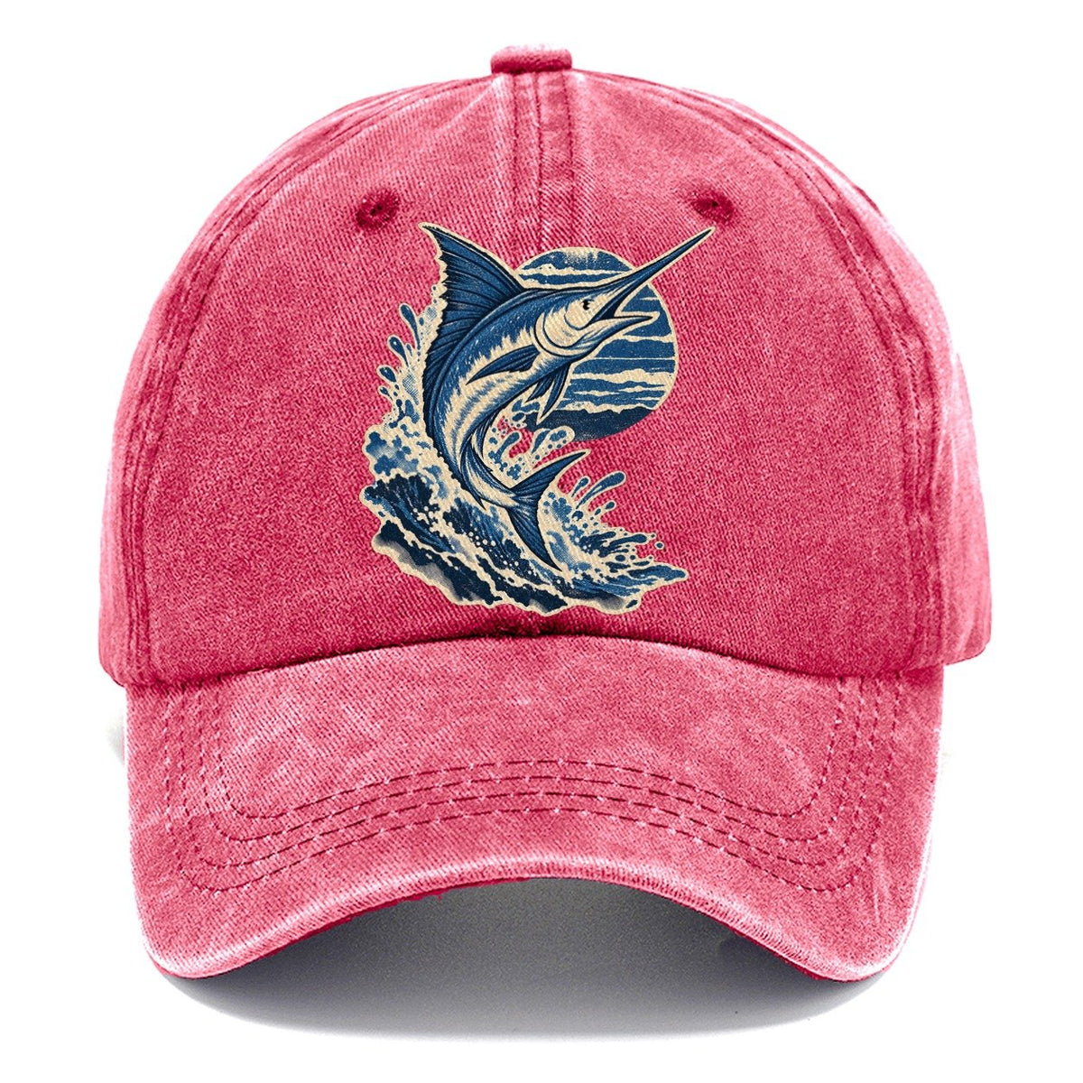 Leaping Marlin and Waves Classic Cap – Pomegranate Blush