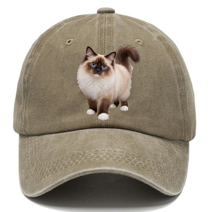 Birman Standing Three Quarter Realistic Cat Portrait Classic Cap – Warm Sand