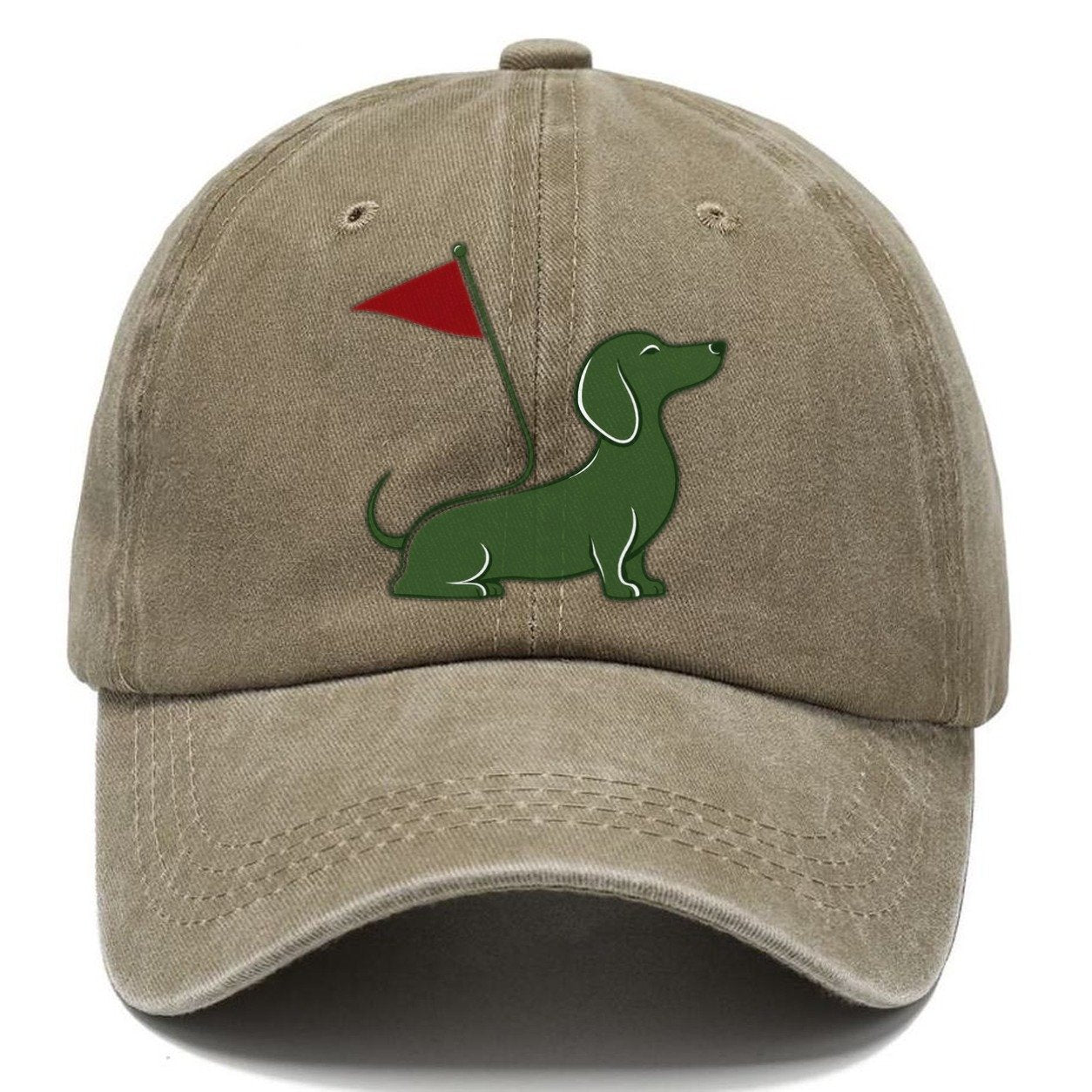 Golf Dachshund Flag Classic Cap – Warm Sand