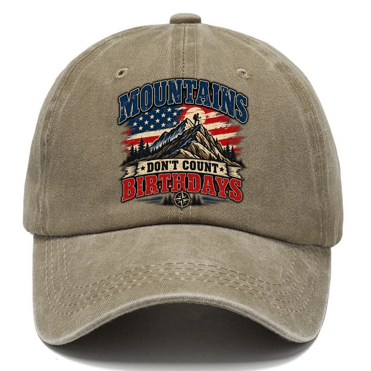 Mountains Don T Count Birthdays Old Man Strong Classic Cap – Warm Sand
