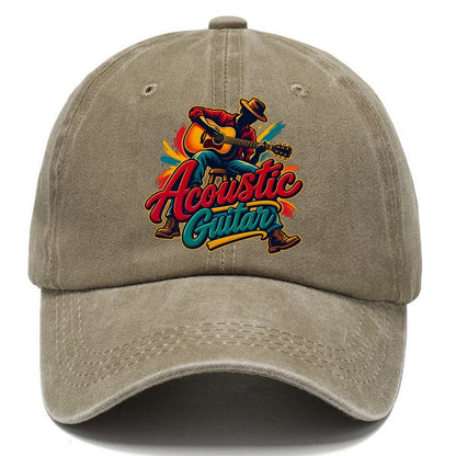 Acoustic Guitar Wordmark Music Instruments Classic Cap – Warm Sand