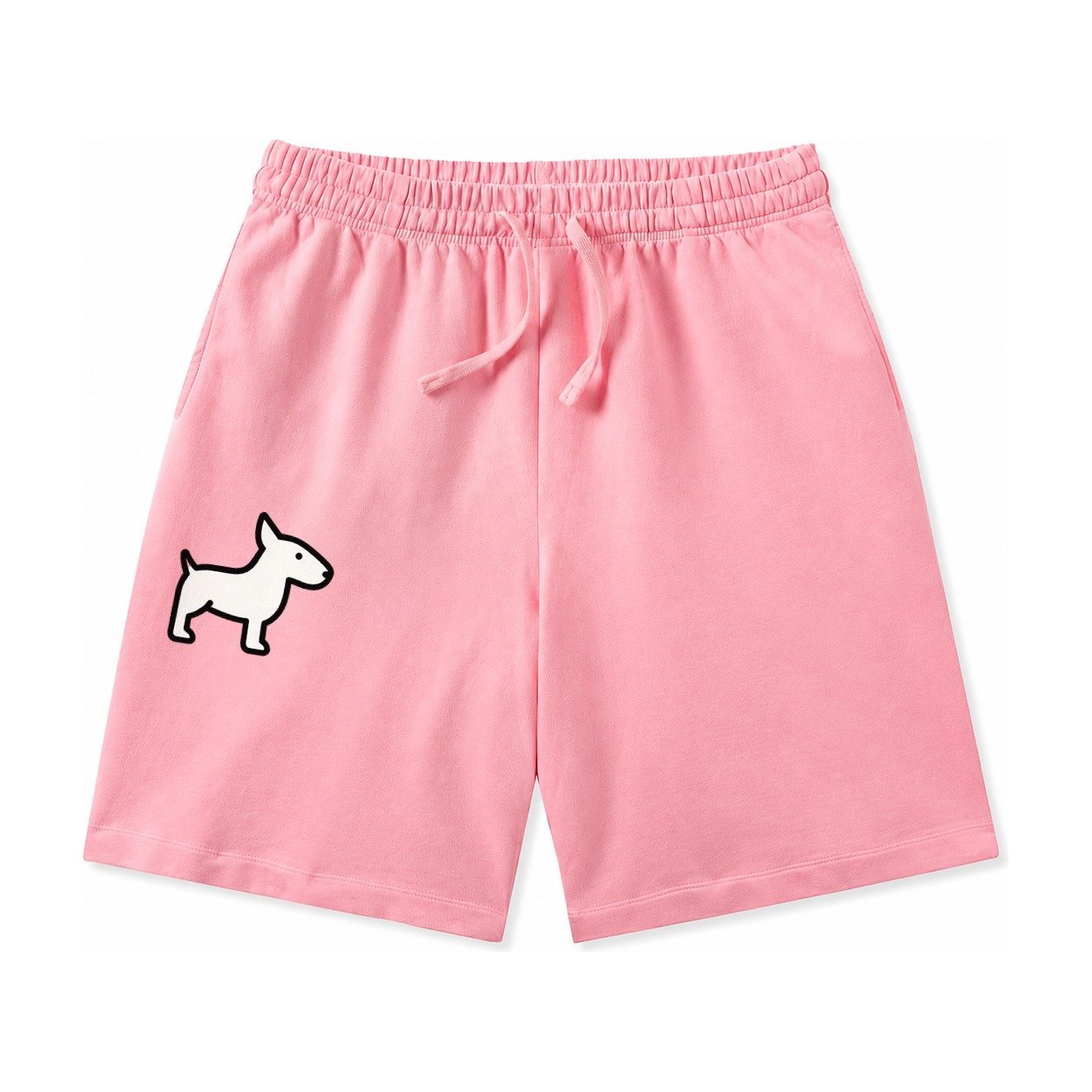 Bull Terrier White Egg Shaped Head Flat Side Profile Washed Shorts – Pink