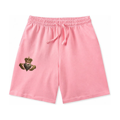 Claddagh Symbol Washed Shorts – Pink