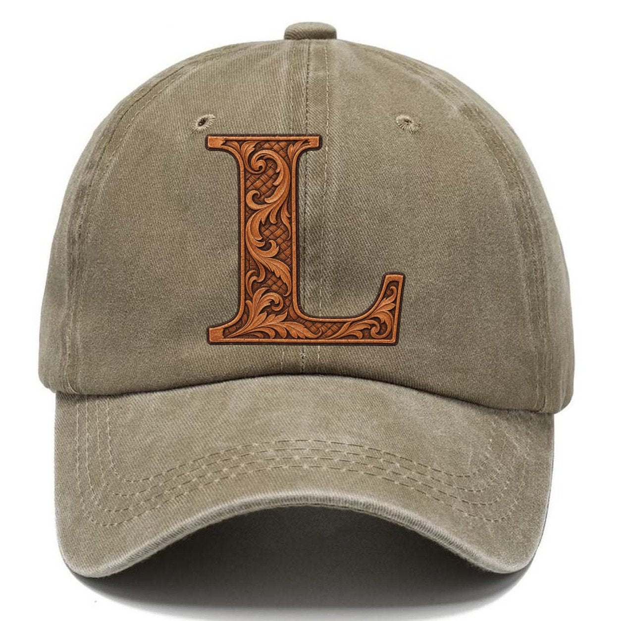 Tooled Leather L Monogram Classic Cap – Warm Sand