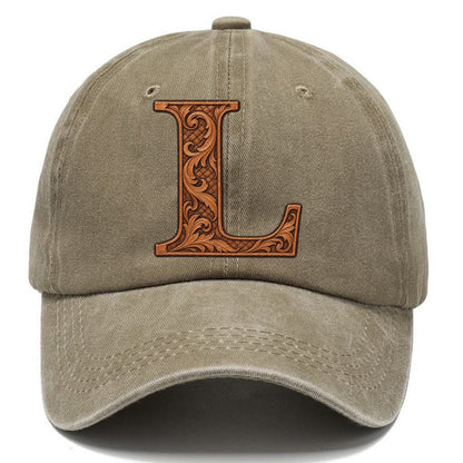 Tooled Leather L Monogram Classic Cap – Warm Sand