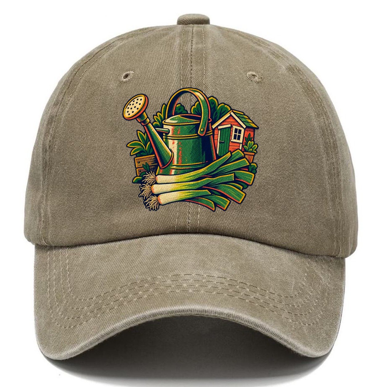 Allotment Shed Watering Can And Leeks Uk Culture Heritage Classic Cap – Warm Sand