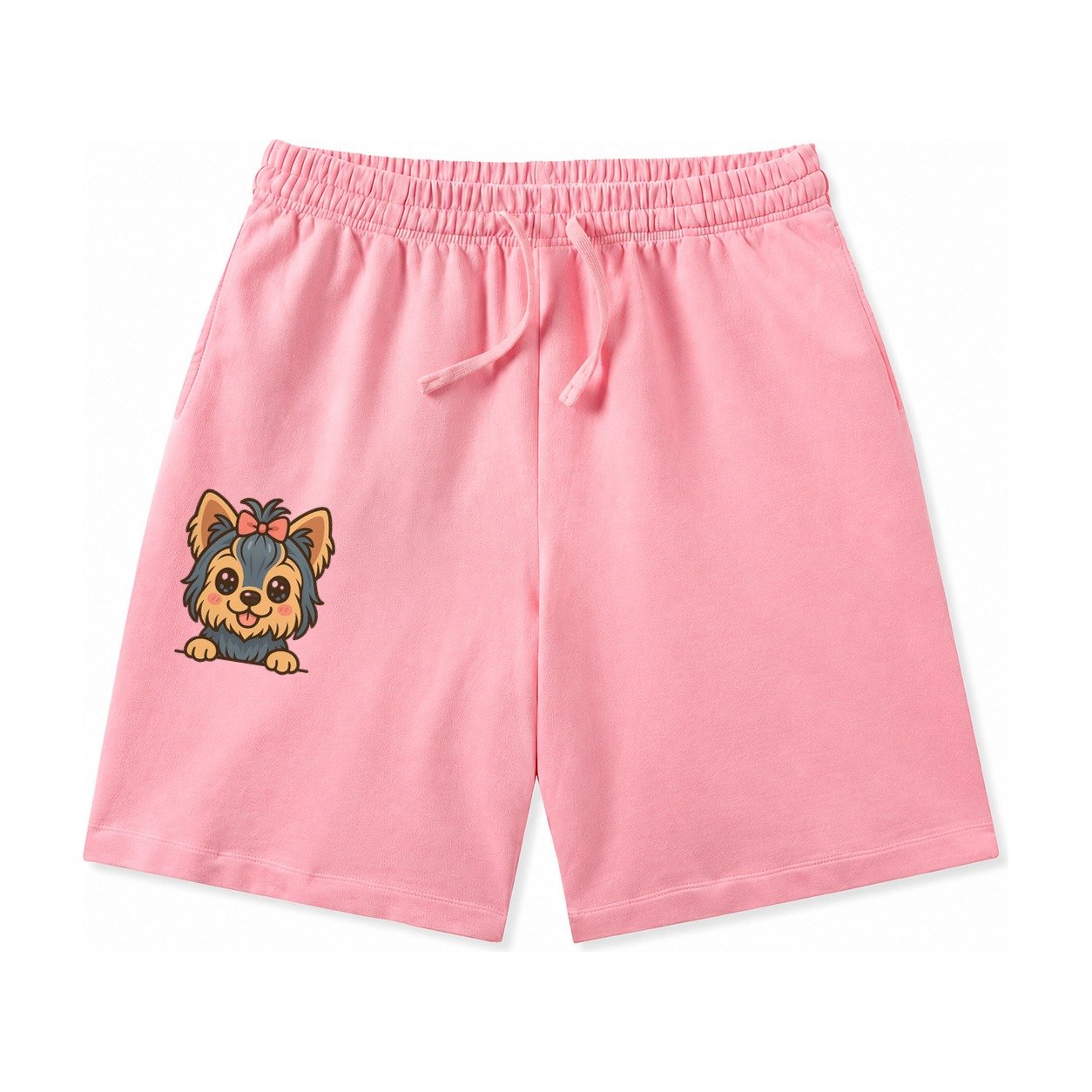 Yorkshire Terrier Modern Tiny Dog Logo Washed Shorts – Pink