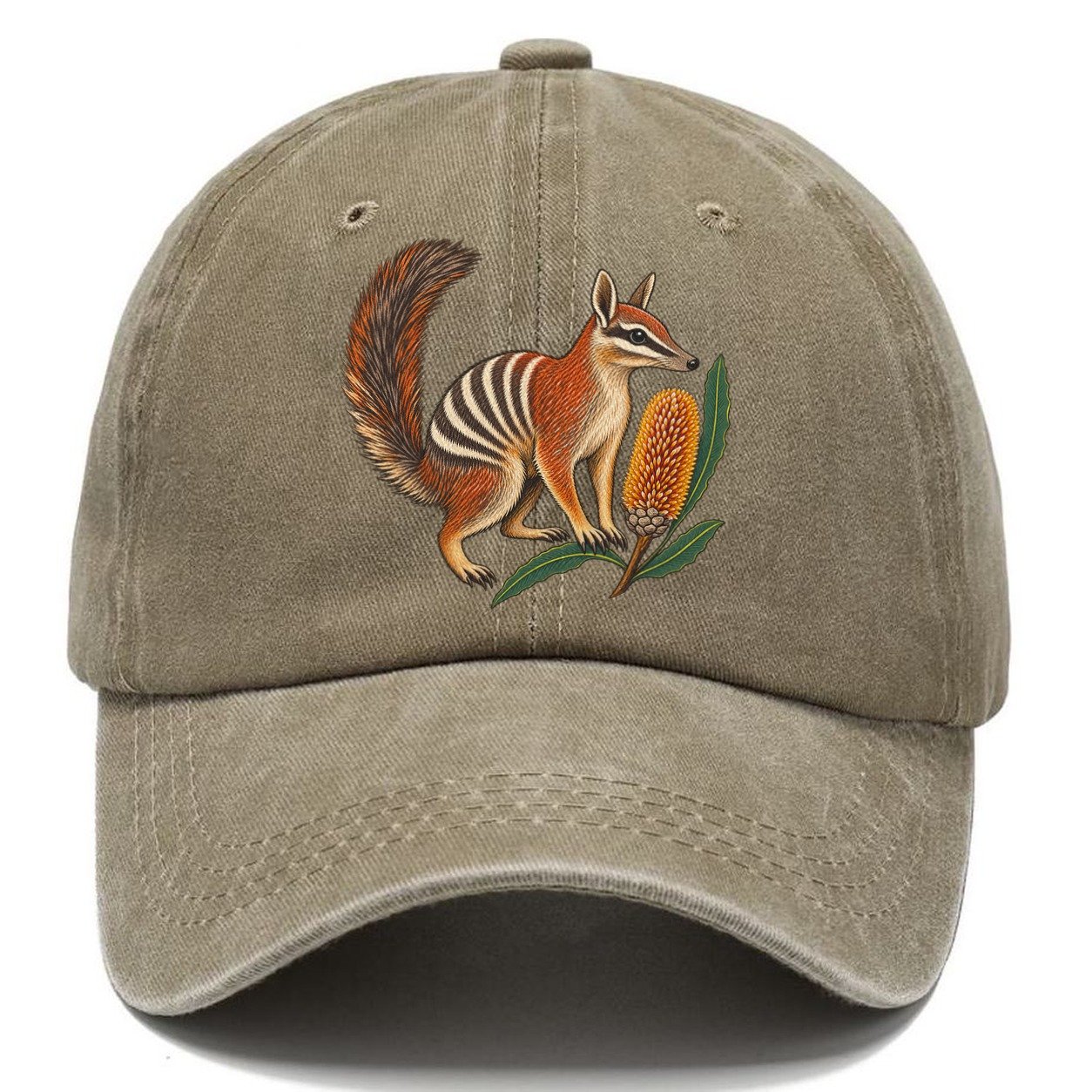 Numbat And Banksia Cones Australia Cultural Icons Classic Cap – Warm Sand