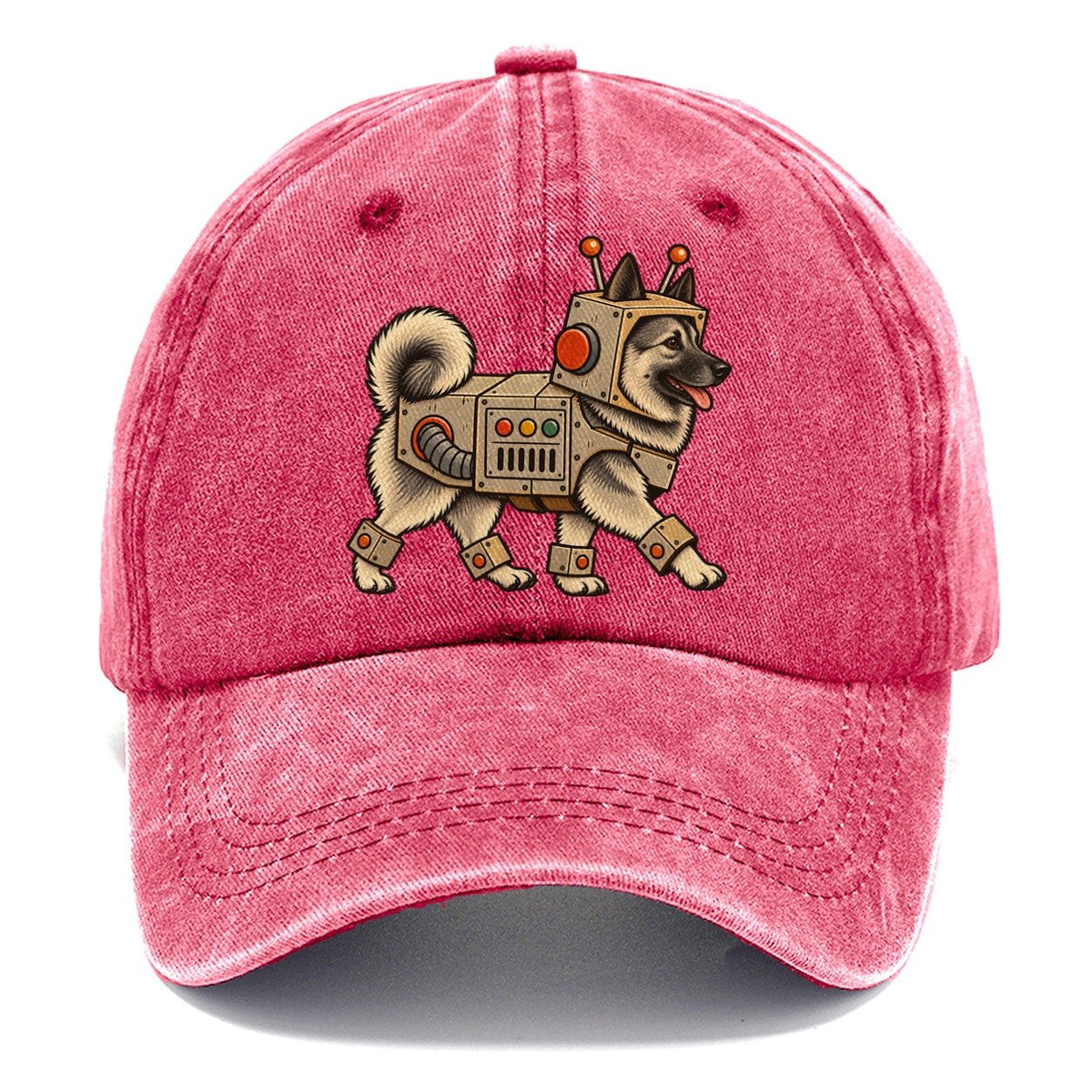 One Norwegian Elkhound In Halloween Costume Robot Costume With Boxy Cardboard Style Plating Halloween Dog Parade Classic Cap – Pomegranate Blush