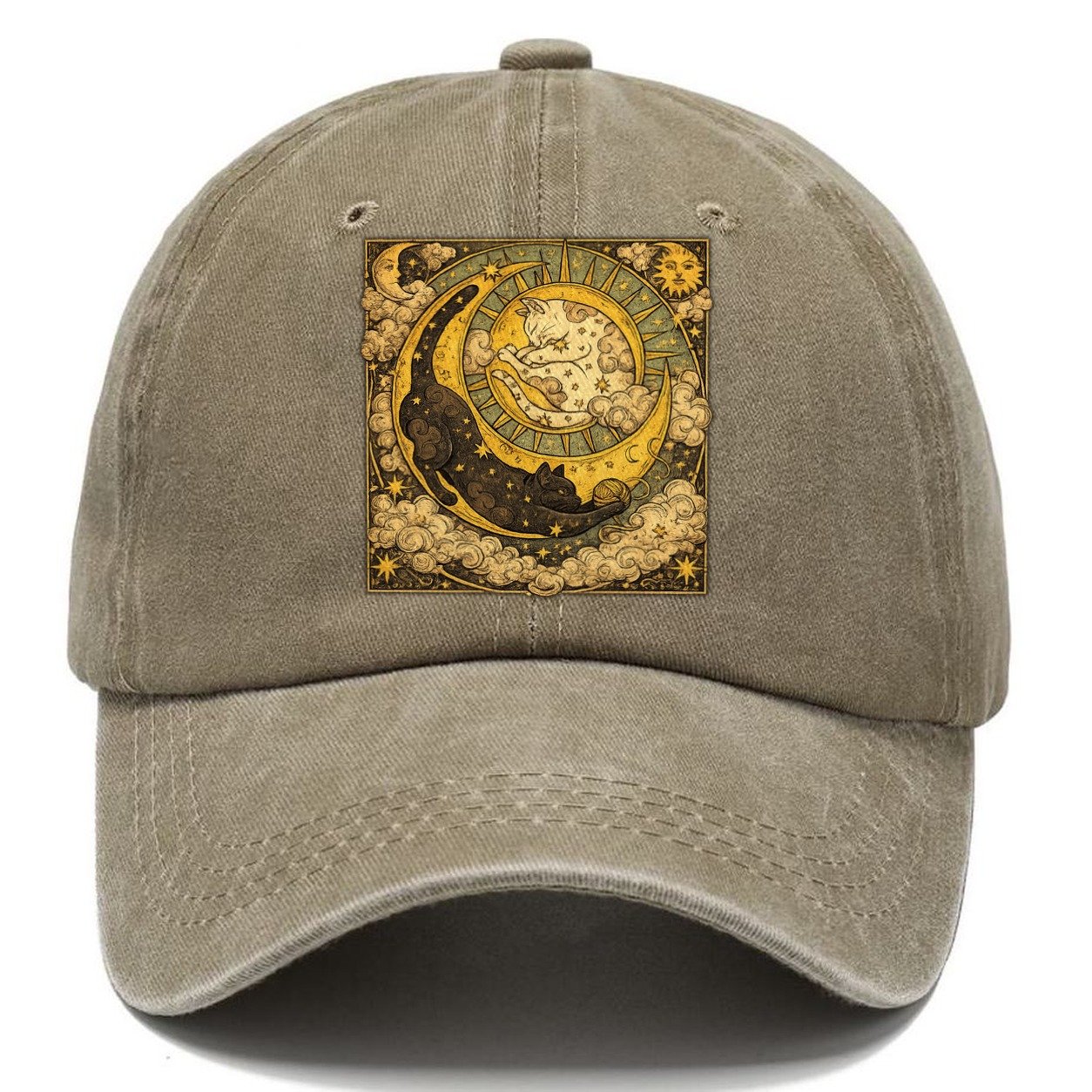 Moonlit Black Cat Classic Cap – Warm Sand