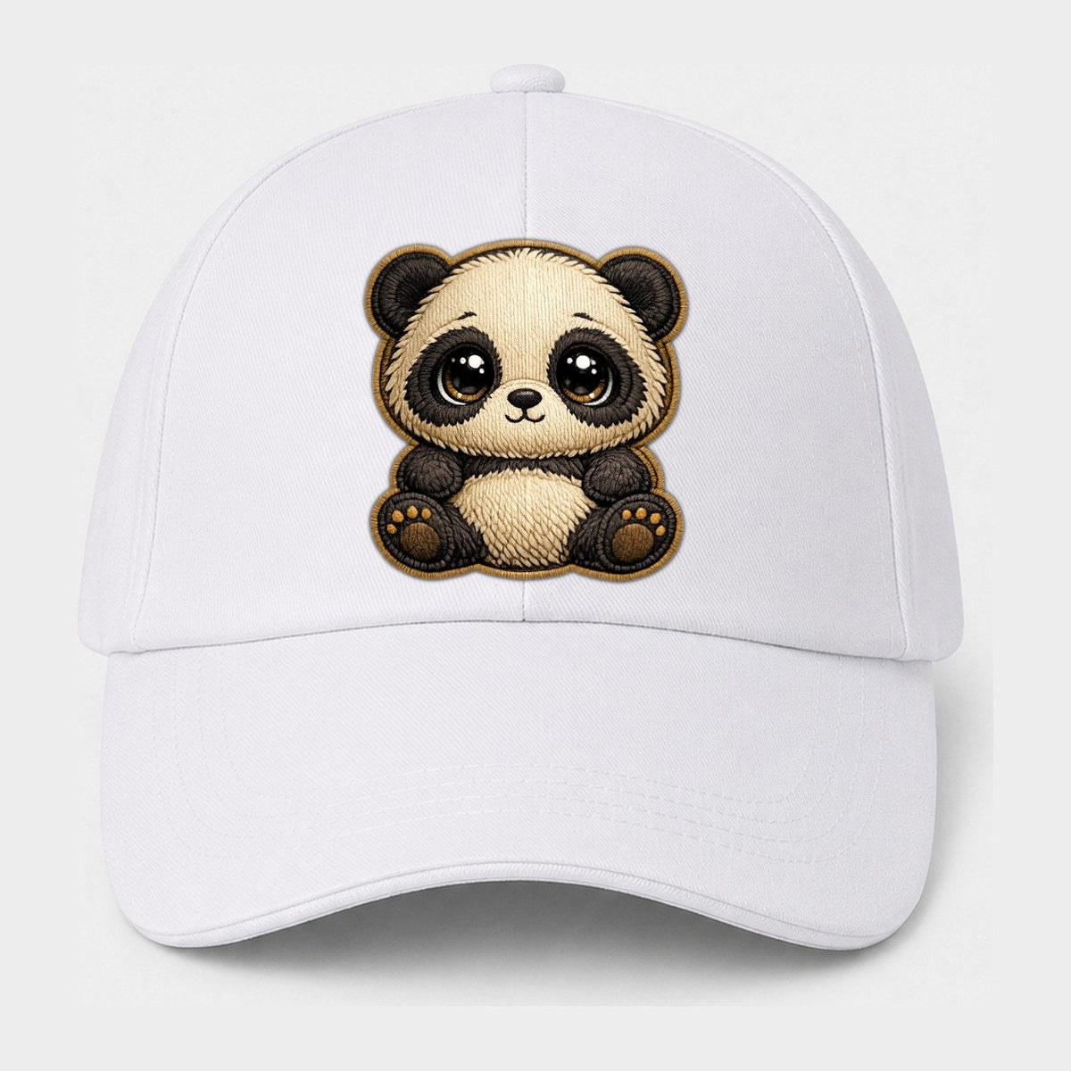 Baby Giant Panda Cub Contrast Trim Cap – White