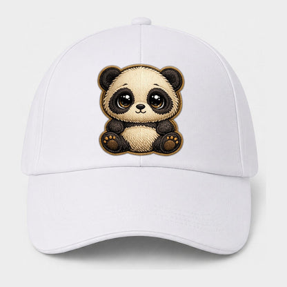 Baby Giant Panda Cub Contrast Trim Cap – White
