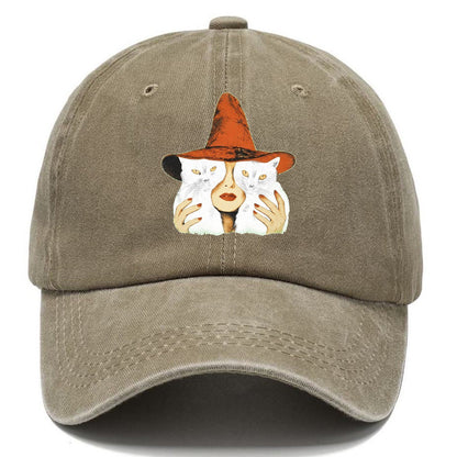 Witch Face With Cats Classic Cap – Warm Sand