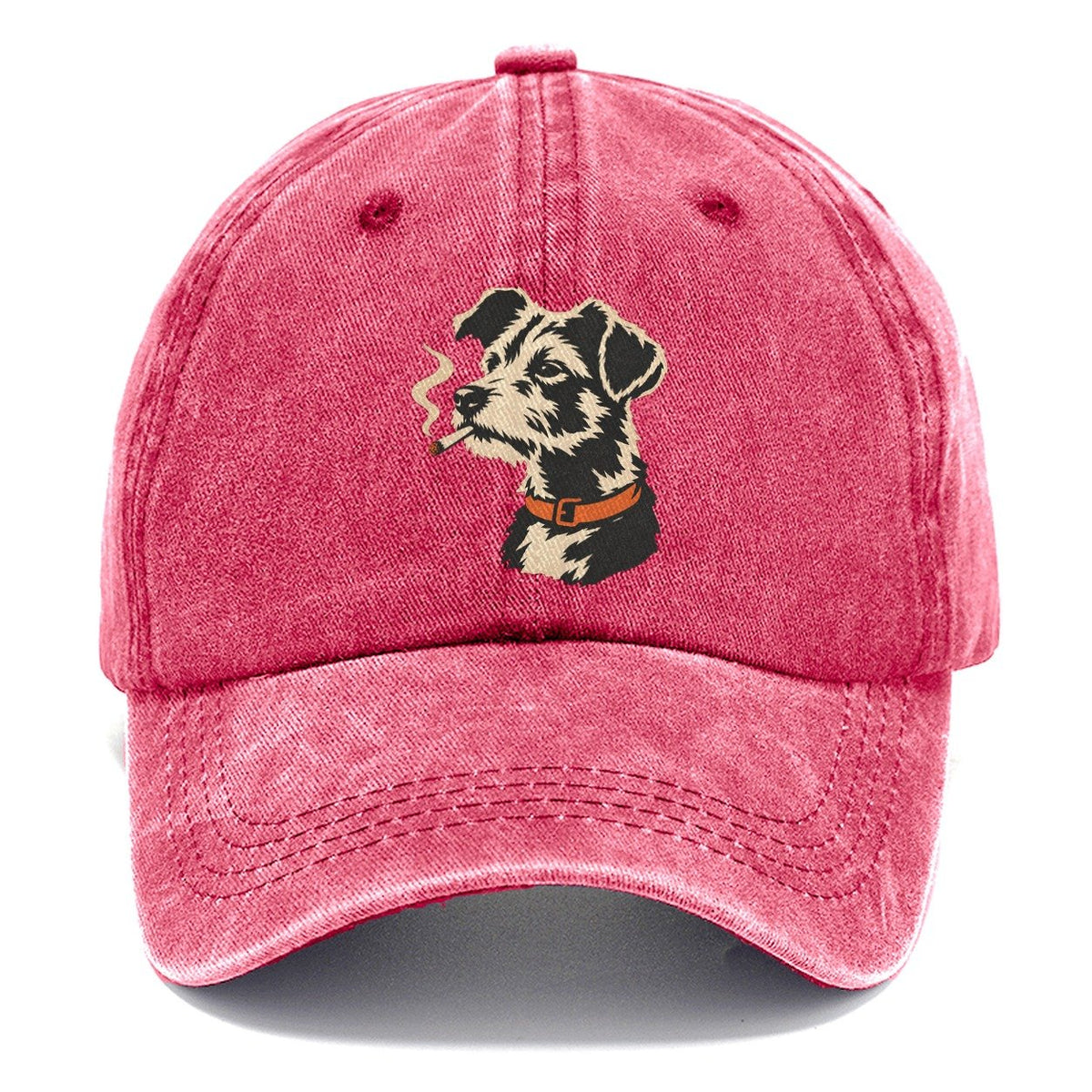 Smoking Terrier with Orange Collar Classic Cap – Pomegranate Blush