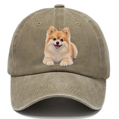 Pomeranian Lying Down Top Breeds Classic Cap – Warm Sand
