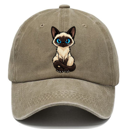 Siamese Sitting Tall Peeking Cats Classic Cap – Warm Sand