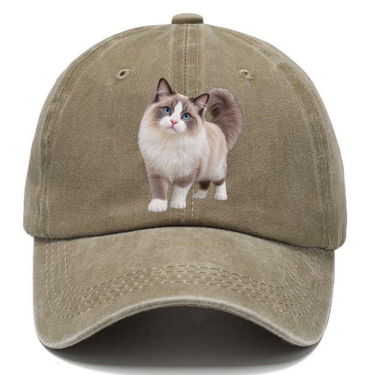 Ragdoll Standing Three Quarter Realistic Cat Portrait Classic Cap – Warm Sand