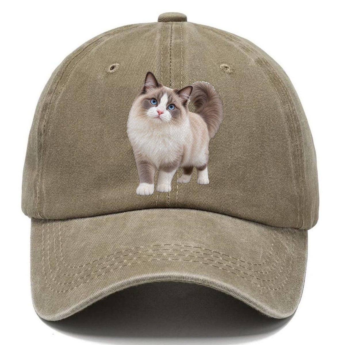 Ragdoll Standing Three Quarter Realistic Cat Portrait Classic Cap – Warm Sand