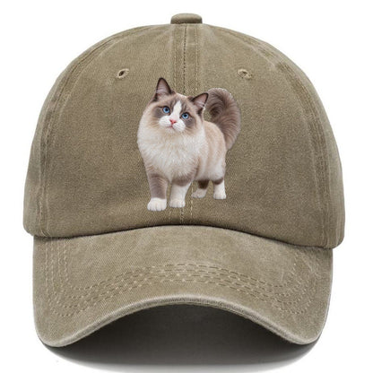 Ragdoll Standing Three Quarter Realistic Cat Portrait Classic Cap – Warm Sand