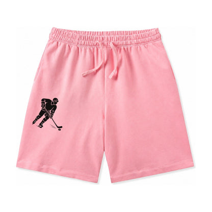 Ice Hockey Player Shooting Puck Washed Shorts – Pink