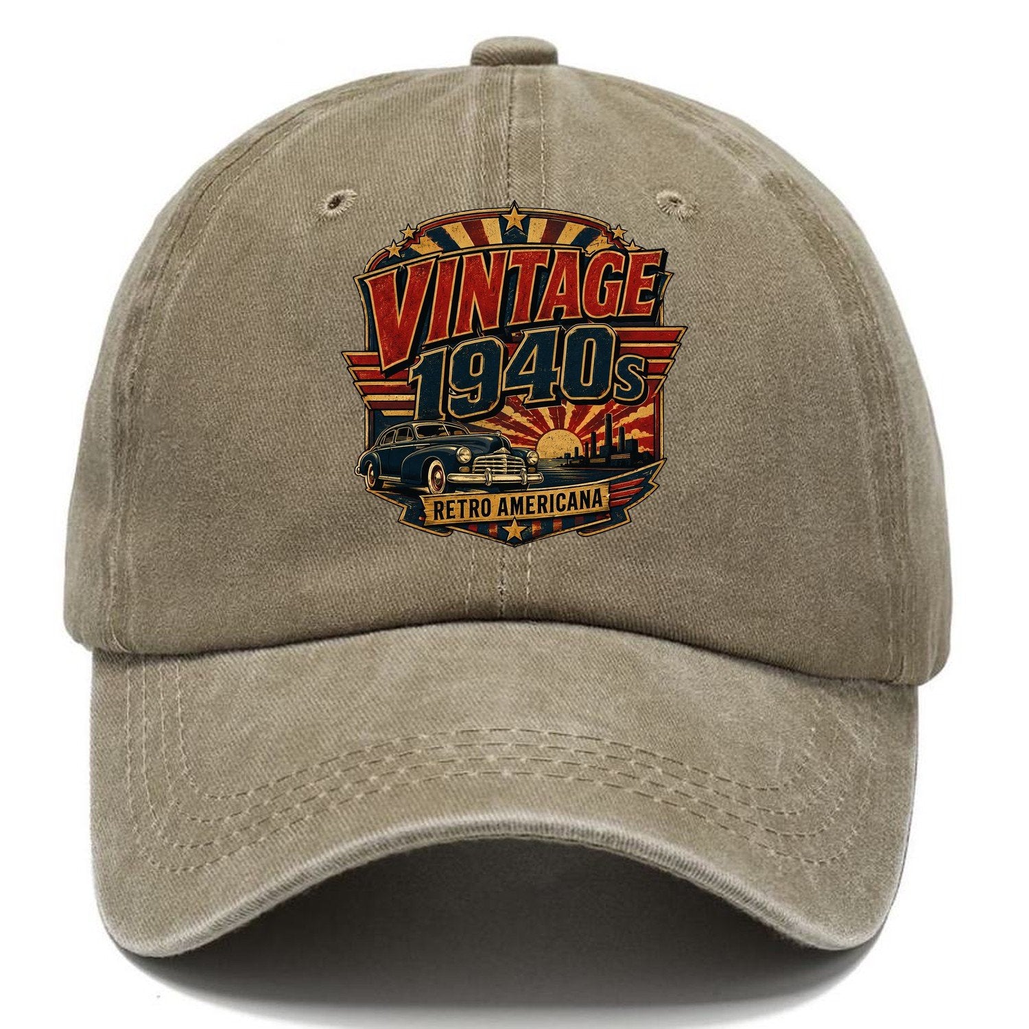 Vintage 1940S Retro Americana Classic Cap – Warm Sand