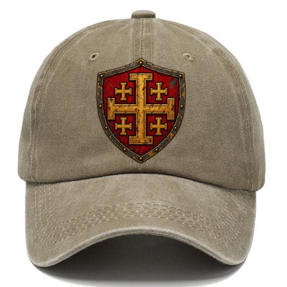 Crusader Battle Shield Heraldry Jerusalem Cross Classic Cap – Warm Sand