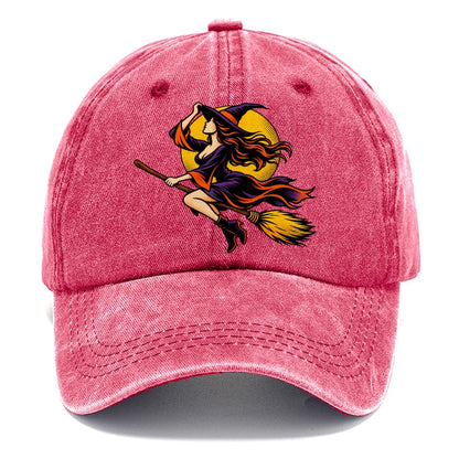 Pop Art Witch on Broom Classic Cap – Pomegranate Blush