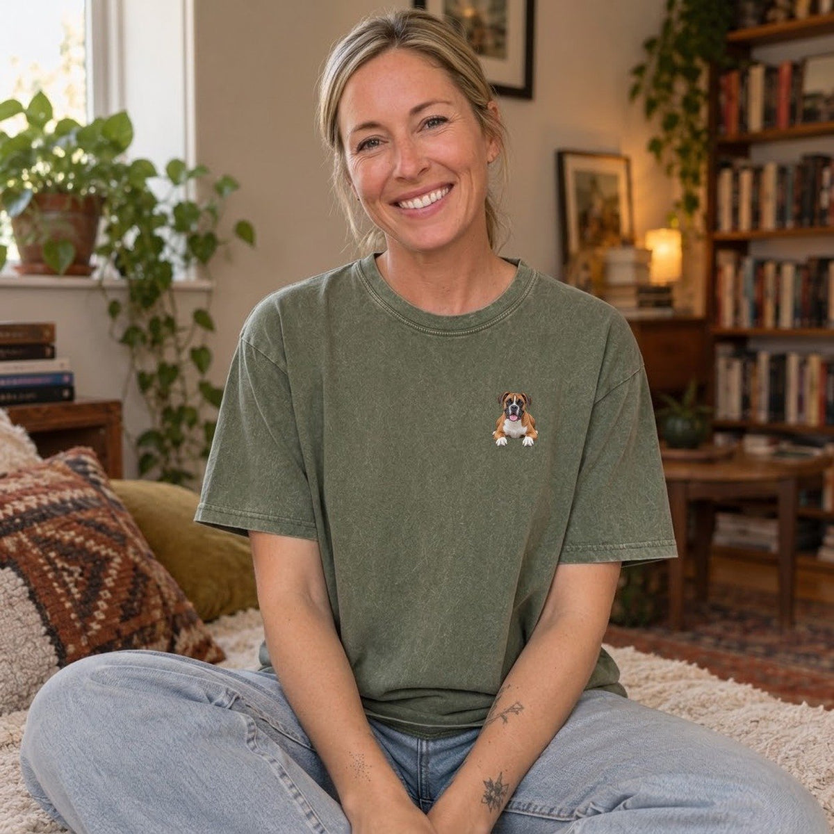 Army Green — worn by a model