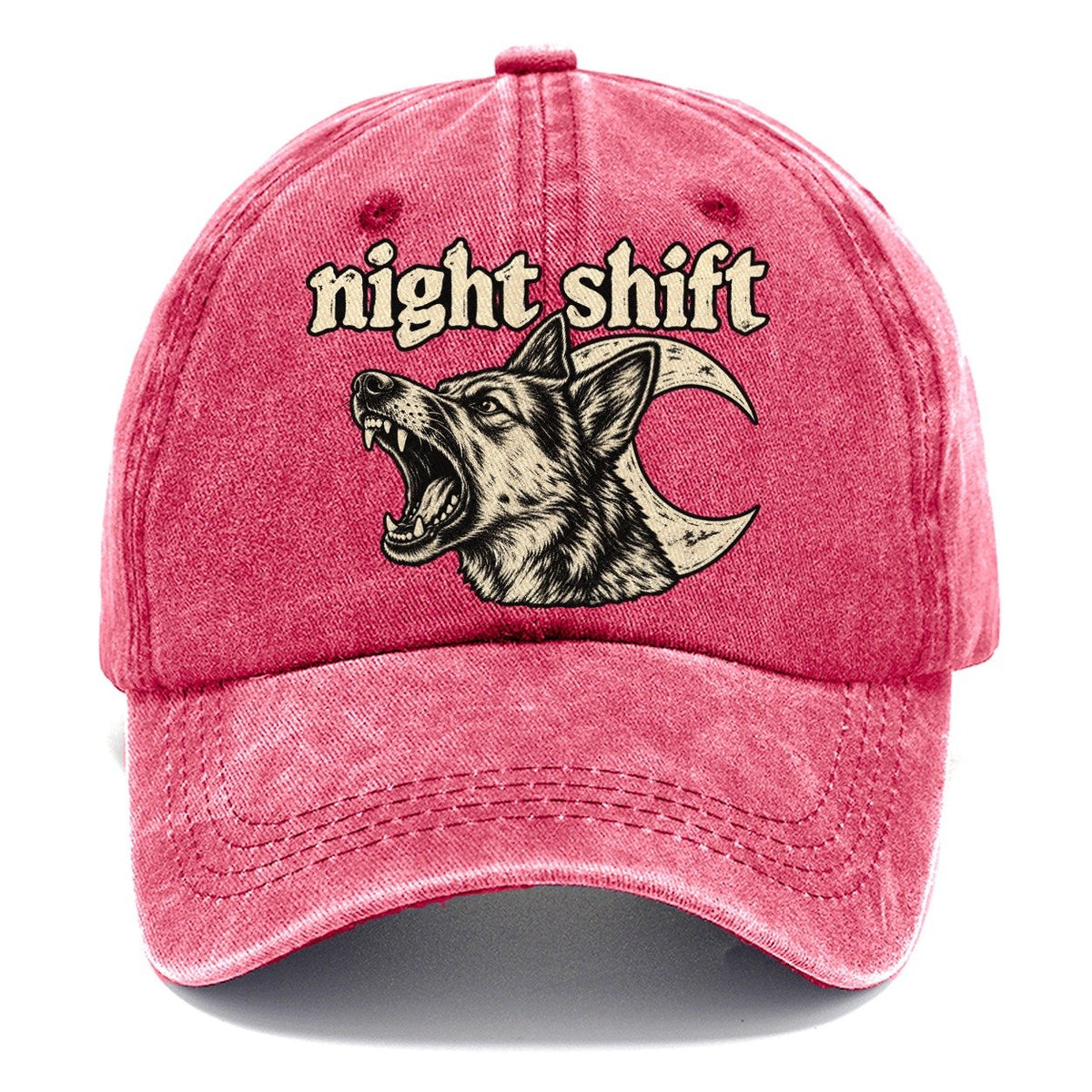 A Barking Dog Head Overlapping A Crescent Moon Bark For Me Classic Cap – Pomegranate Blush