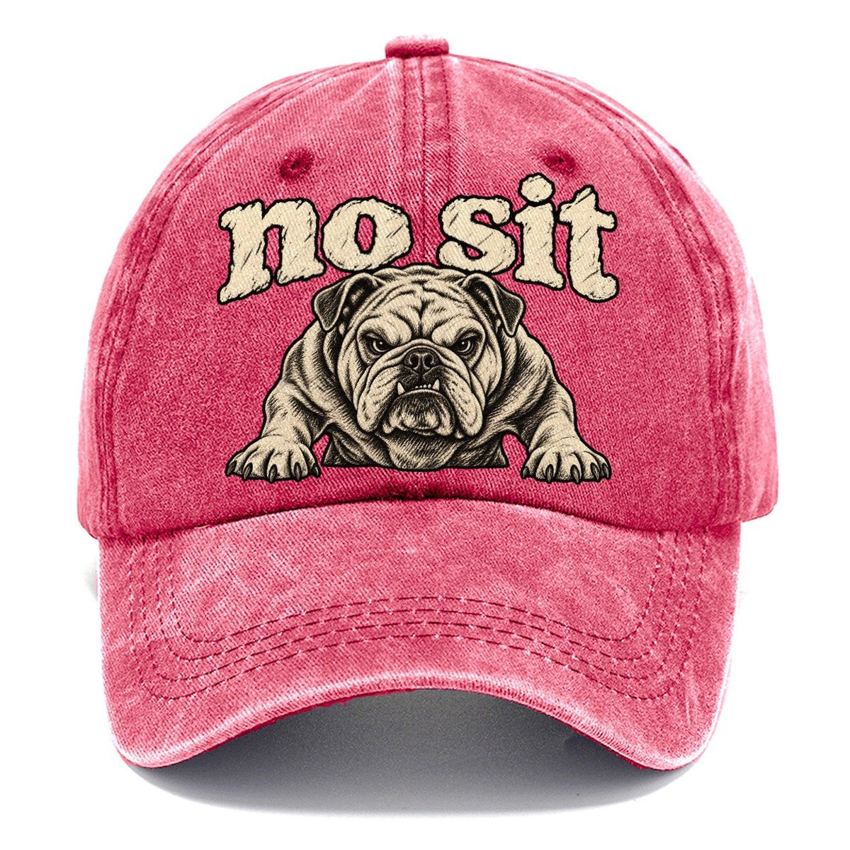 A Stocky Bulldog Planted Square On Braced Front Legs Head And Chest Only Bark For Me Classic Cap – Pomegranate Blush