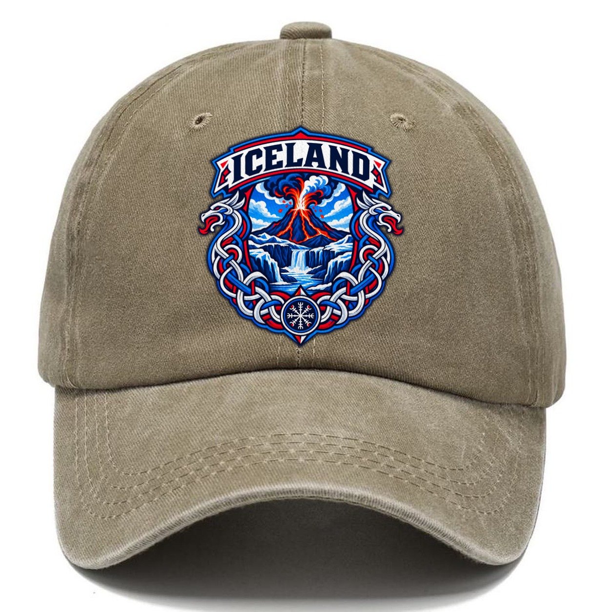 Iceland Retro Badge Country Logos Classic Cap – Warm Sand