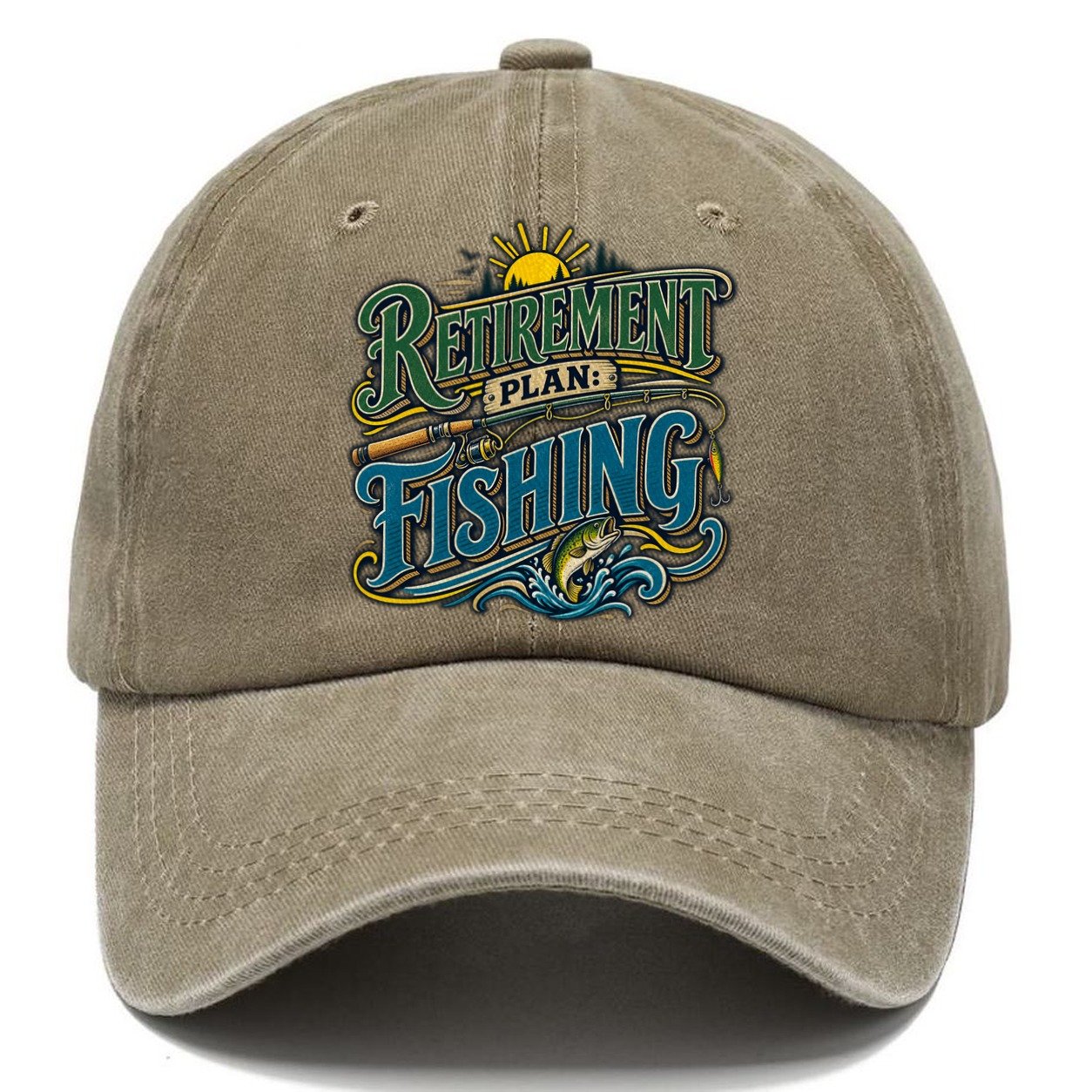 Retirement Plan Fishing Retired Living Classic Cap – Warm Sand