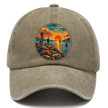 Harbor Jetty Sunset Fishing Club Classic Cap – Warm Sand