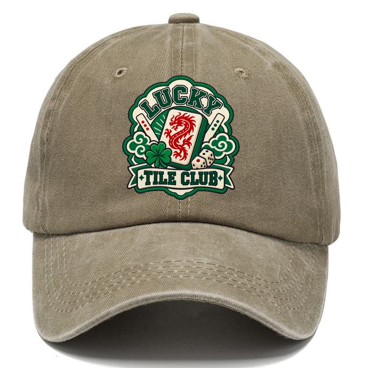 Lucky Tile Club Mahjong Game Night Classic Cap – Warm Sand