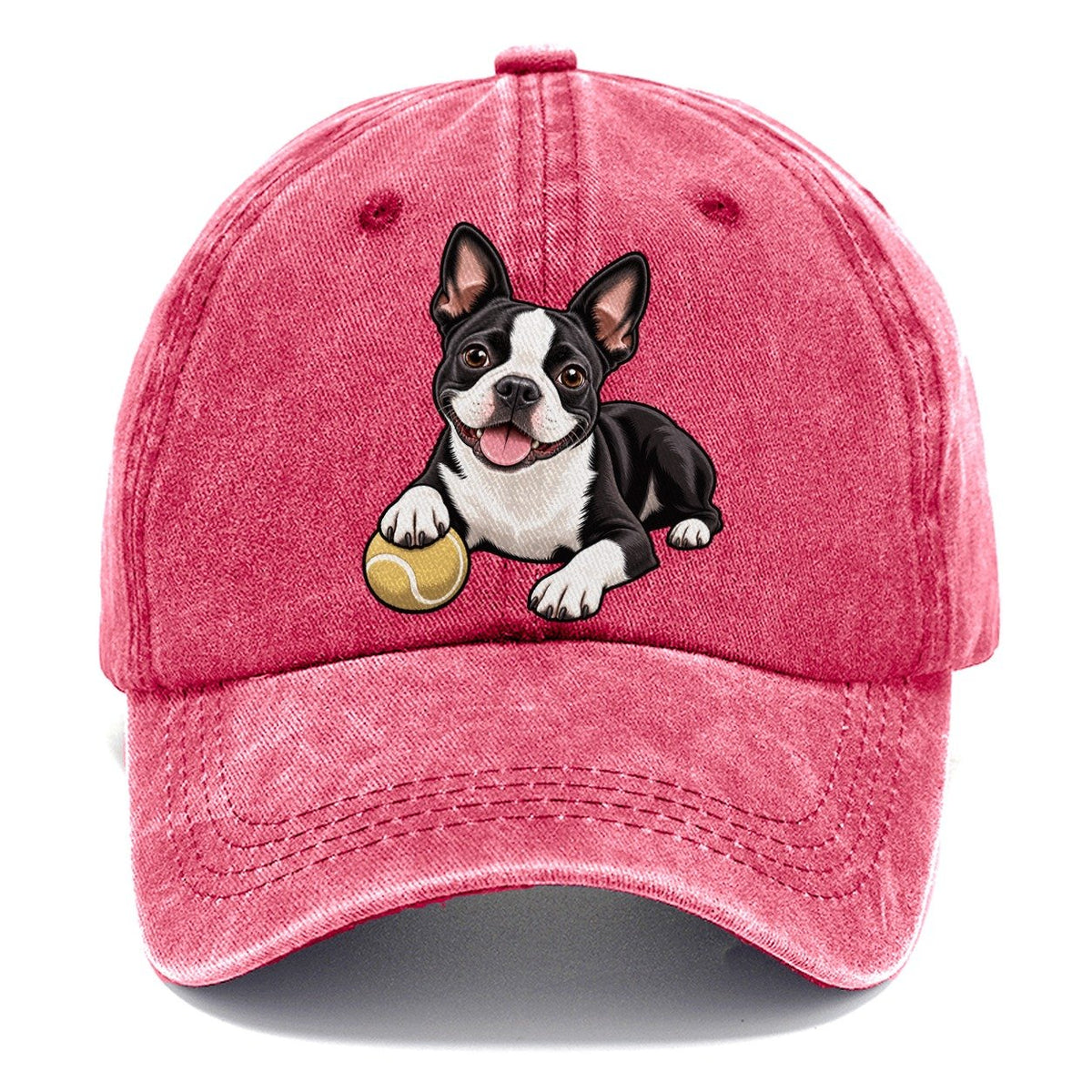 Kindred Boston Terrier Lying Down Top Breeds Classic Cap – Pomegranate Blush