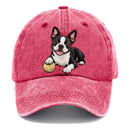 Kindred Boston Terrier Lying Down Top Breeds Classic Cap – Pomegranate Blush