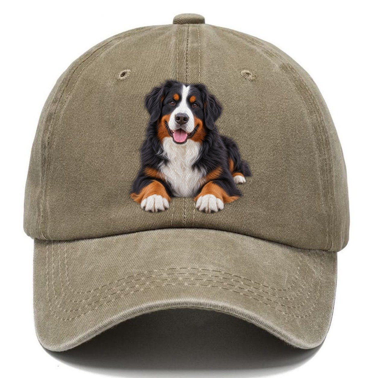Bernese Mountain Dog Lying Down Top Breeds Classic Cap – Warm Sand