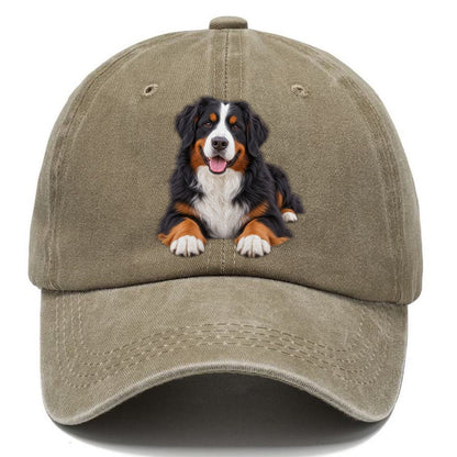 Bernese Mountain Dog Lying Down Top Breeds Classic Cap – Warm Sand