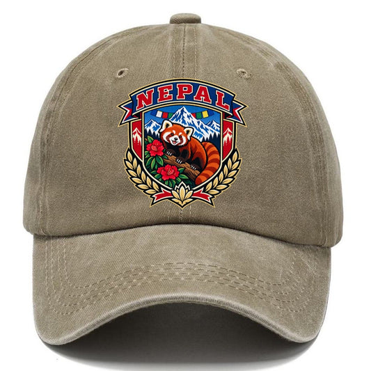 Nepal Retro Badge Country Logos Classic Cap – Warm Sand