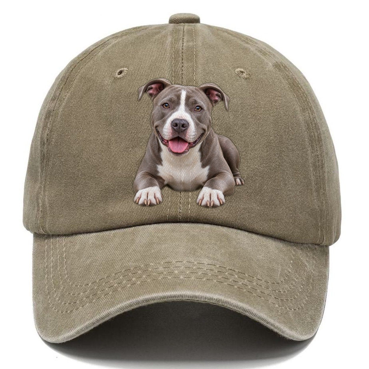 Pit Bull Terrier Lying Down Top Breeds Classic Cap – Warm Sand