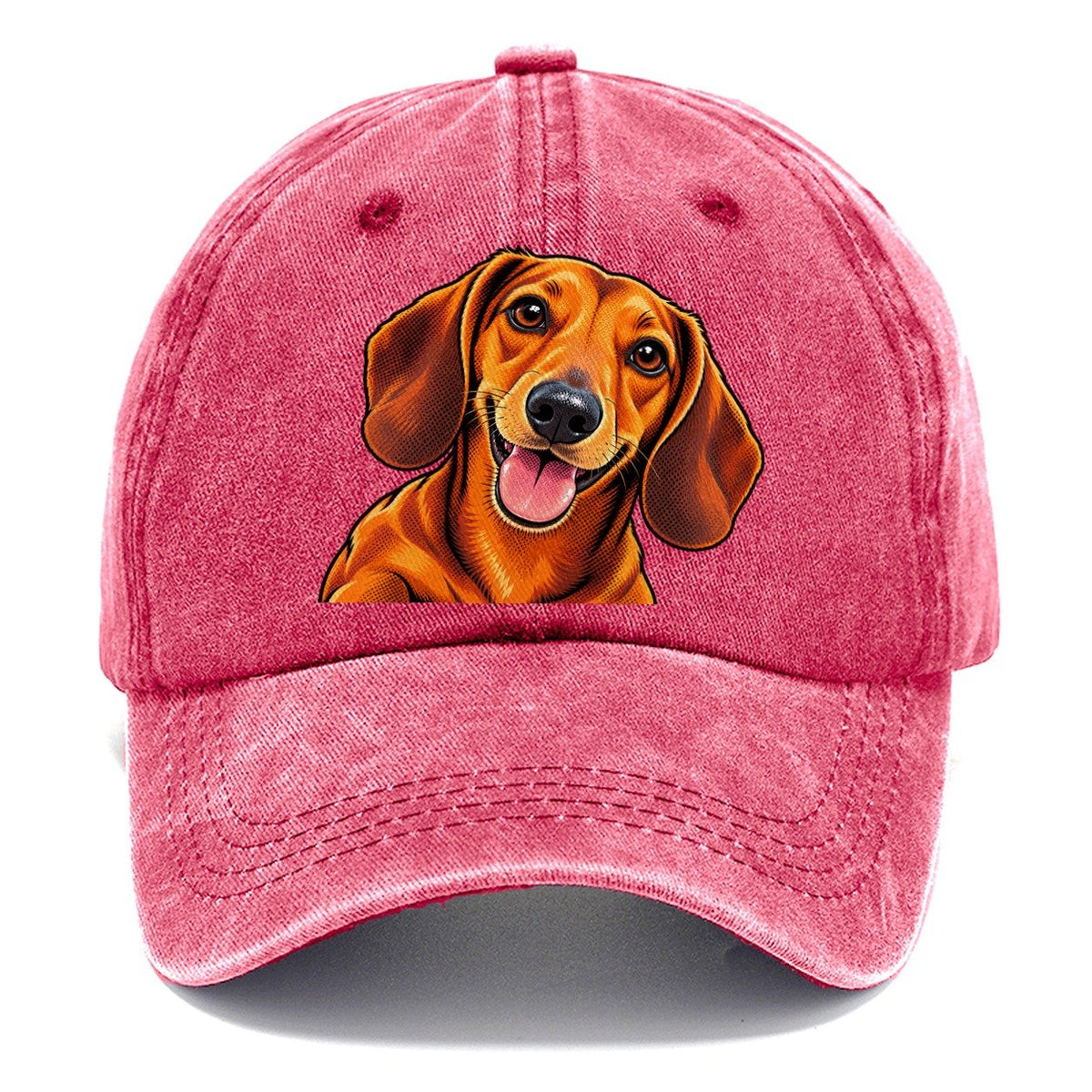 Happy Dachshund Portrait Classic Cap – Pomegranate Blush