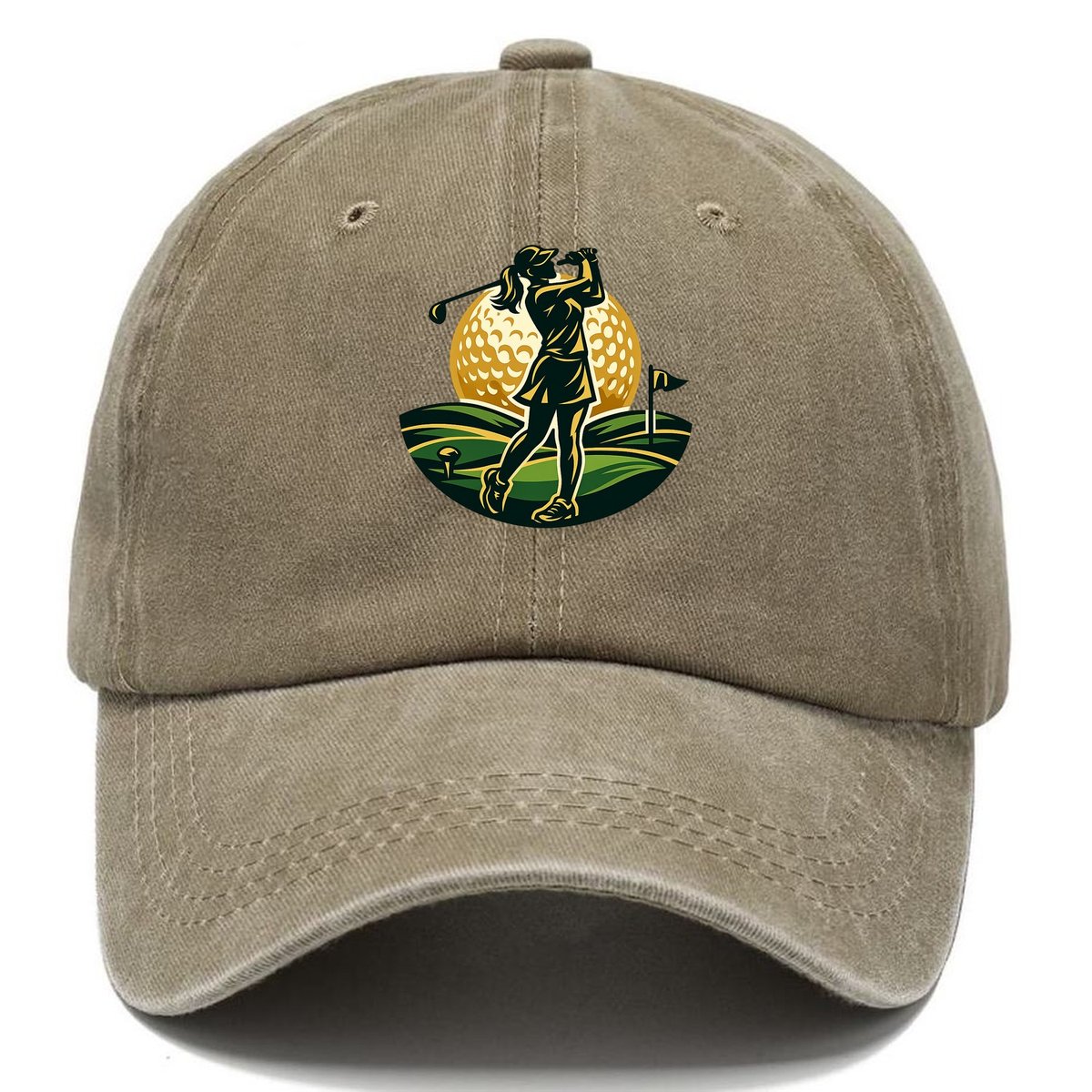 Elegant Fairway Swing Classic Cap – Warm Sand