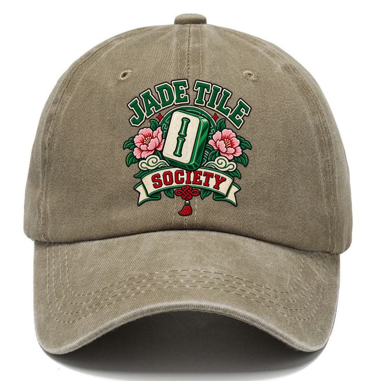 Jade Tile Society Mahjong Game Night Classic Cap – Warm Sand