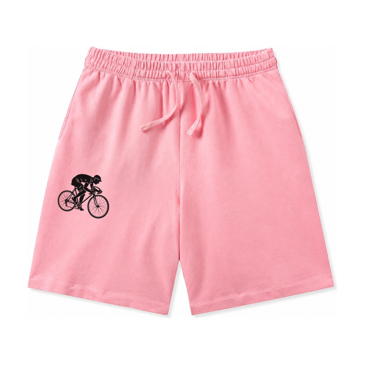 Cyclist Sprinting In Racing Position Washed Shorts – Pink